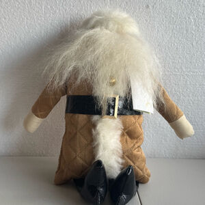 Rare Woof & Poof Christmas Gold Santa Quilted Signature Button